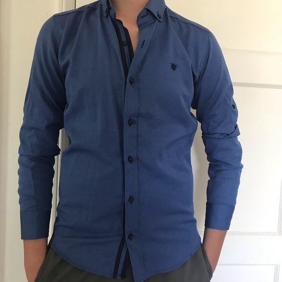 Men's Long Sleeves Casual Slim Fit Dress Shirt - Picture 2 of 7